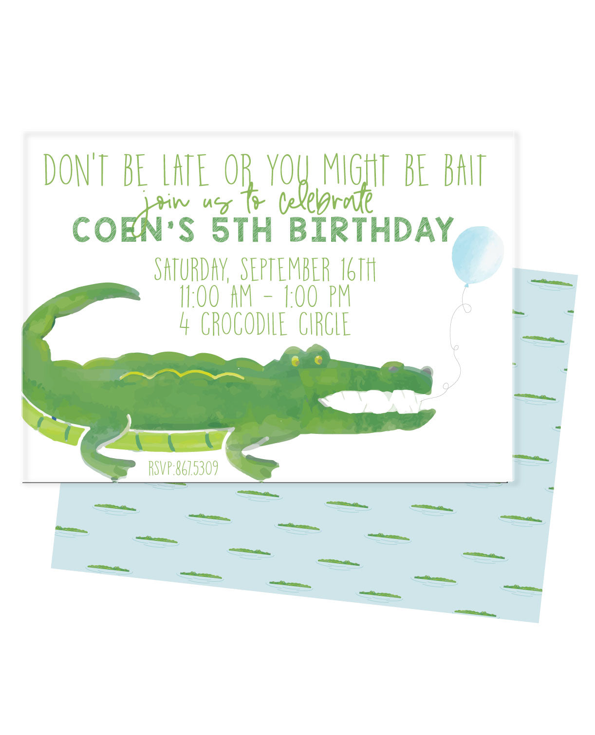 ๐ Alligator Birthday Invitation
