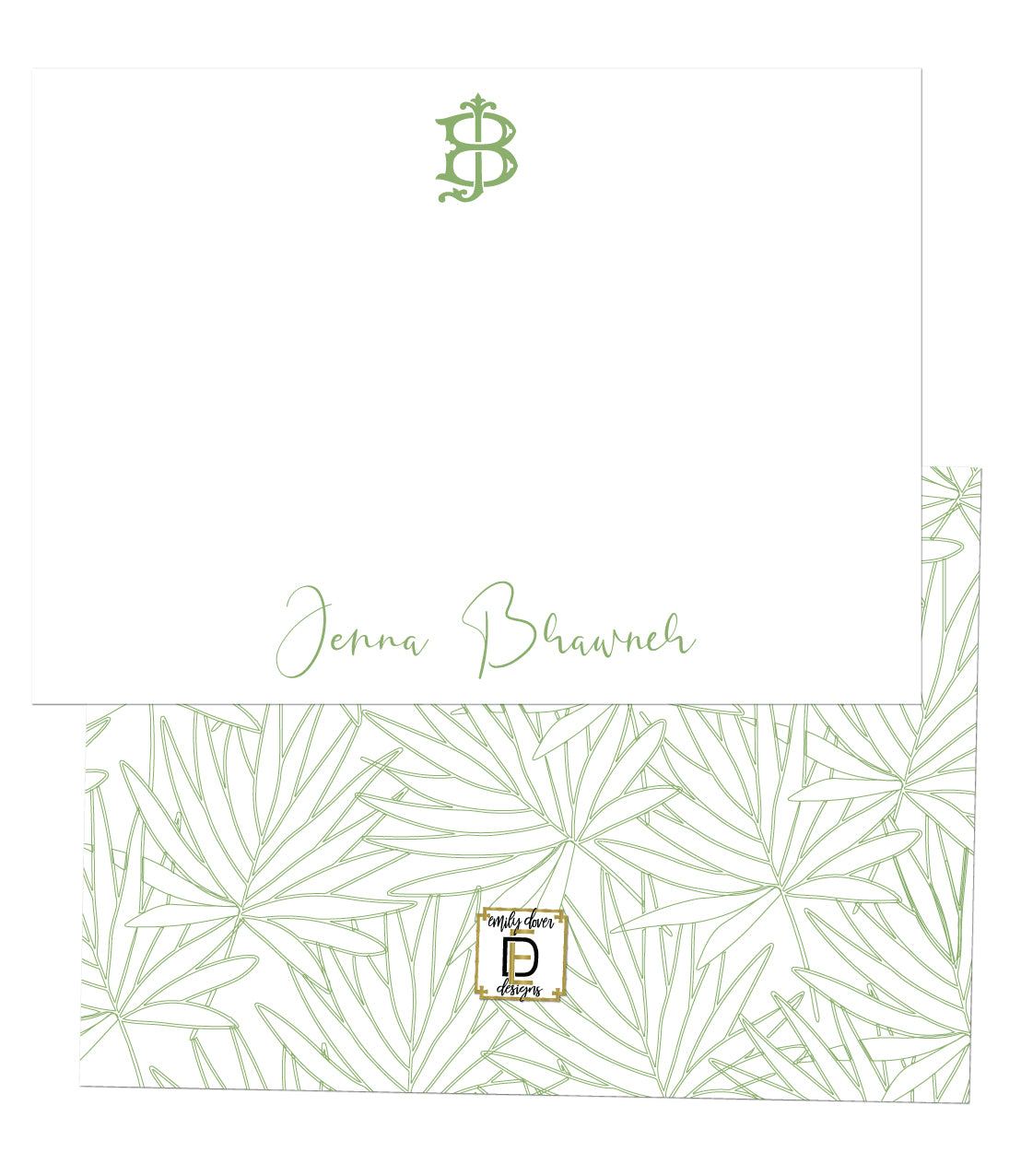 Monogram Palm Notecards