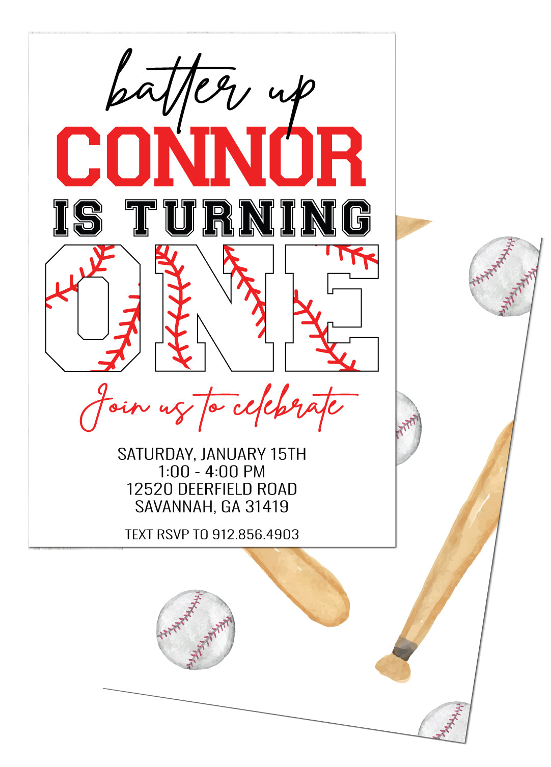⚾Batter Up Baseball Birthday Invitation