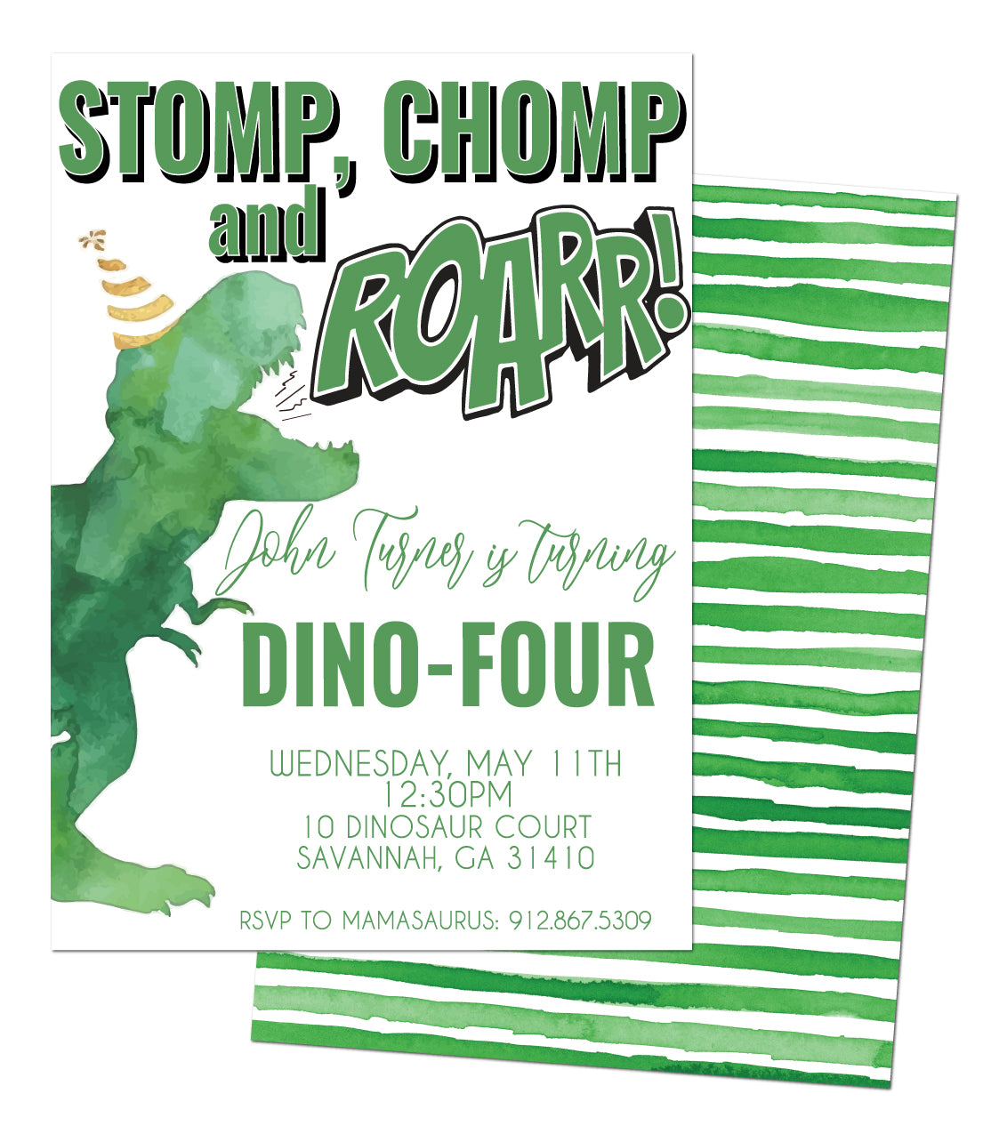 🦖Dino-Four Birthday Invitation