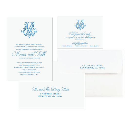 Monogram Rehearsal Dinner Invitation