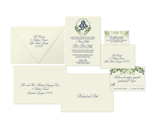 Monogram Crest Wedding Invitation