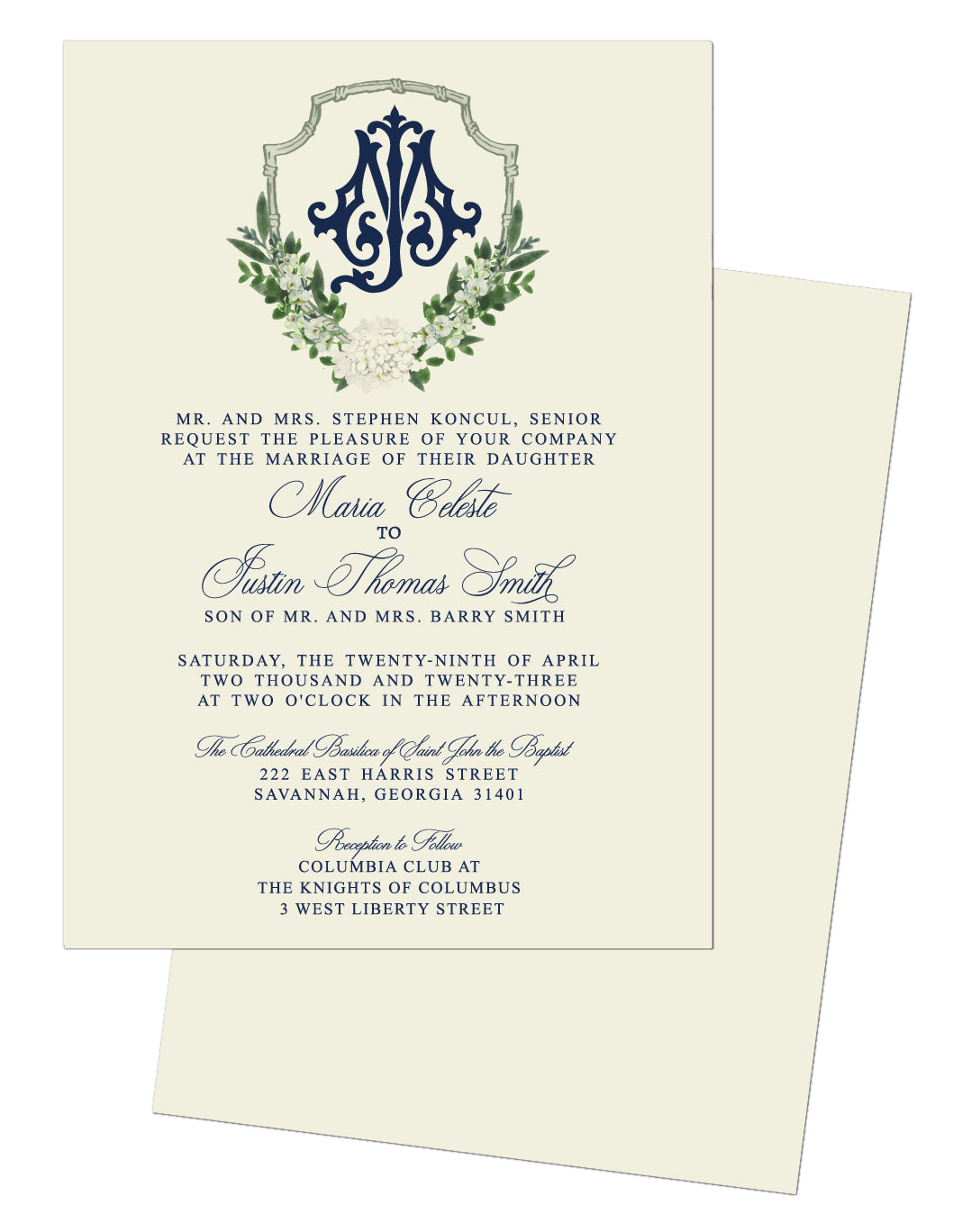 Monogram Crest Wedding Invitation