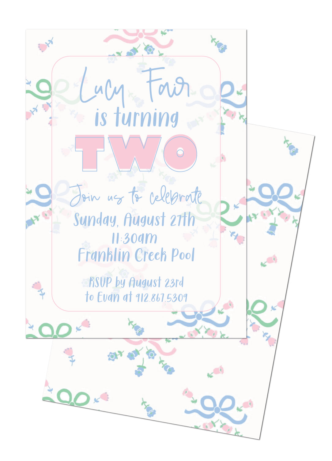🎀Beaufort Bonnet Bow Birthday Invitation