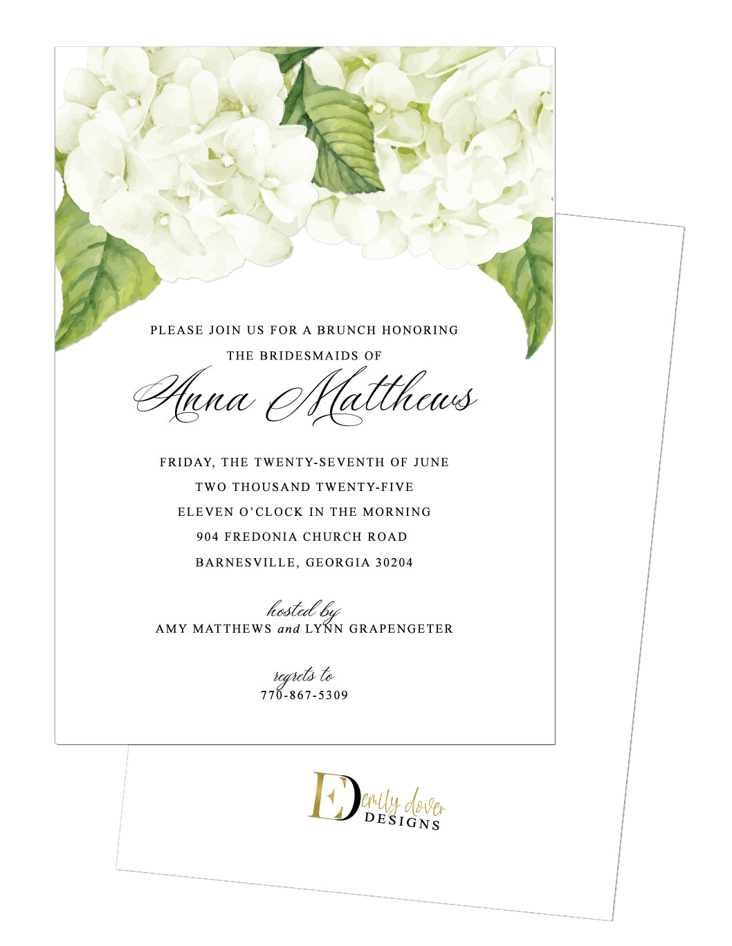 Hydrangea Bridesmaid Luncheon Invitation