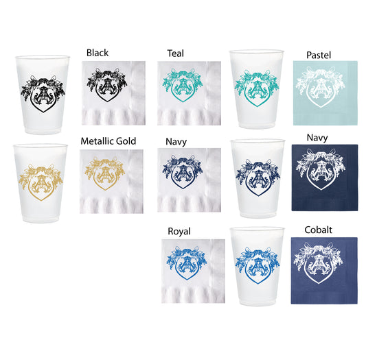 Monogram Crest Rehearsal Dinner Invitation