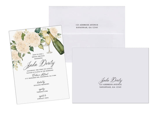 Hydrangeas & Bubbles Bridal Shower Invitation
