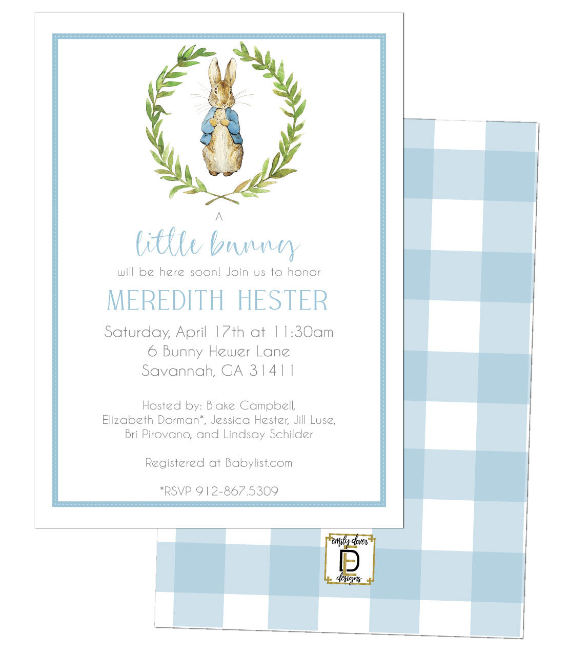 Peter Rabbit Baby Shower Invitation