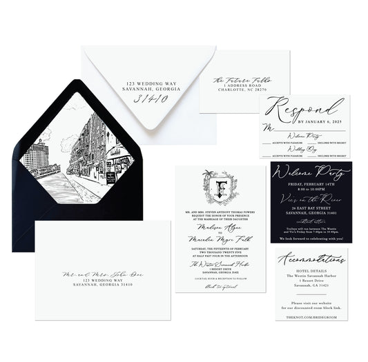 Monogram Crest Wedding Invitation