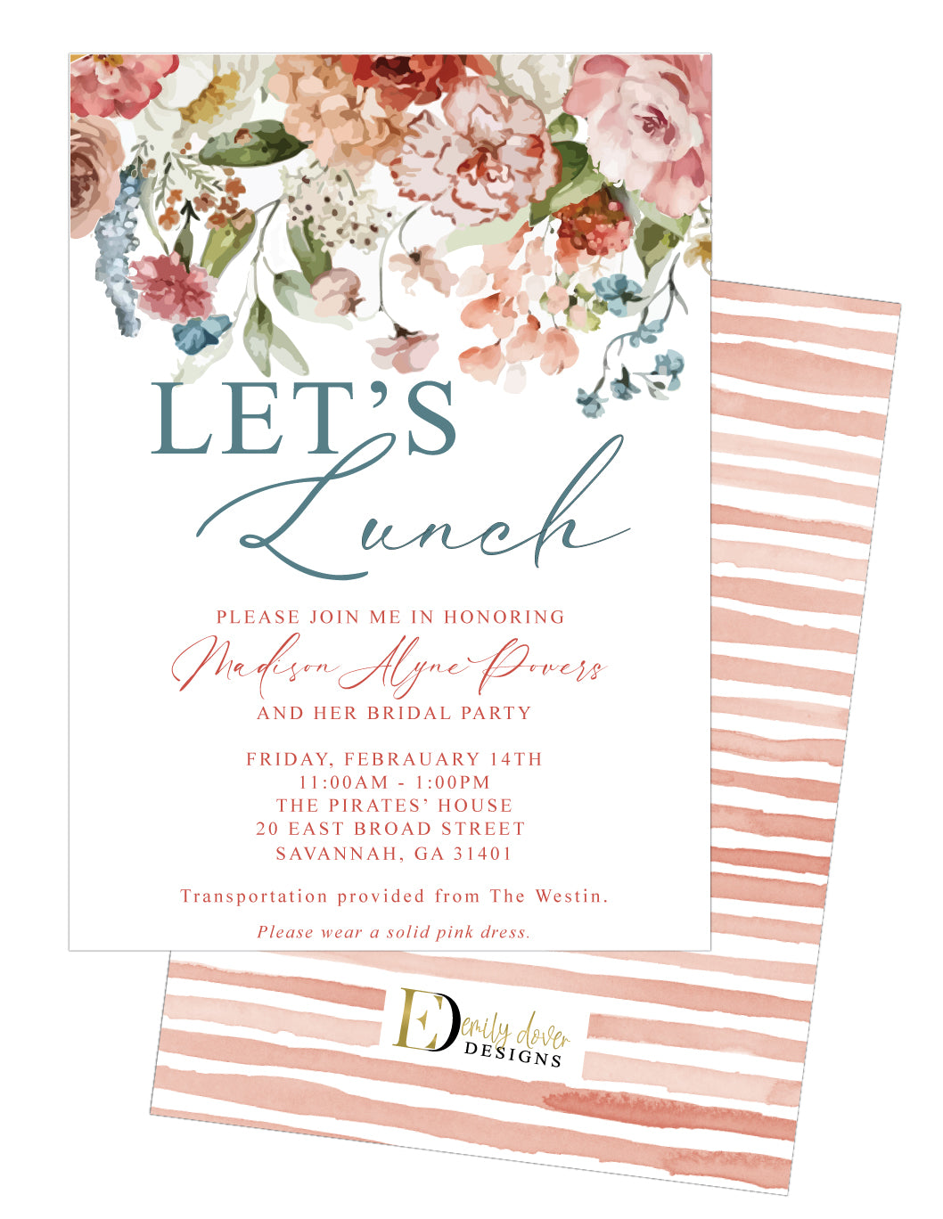 Palm Hydrangea Bridesmaid Luncheon Invitation