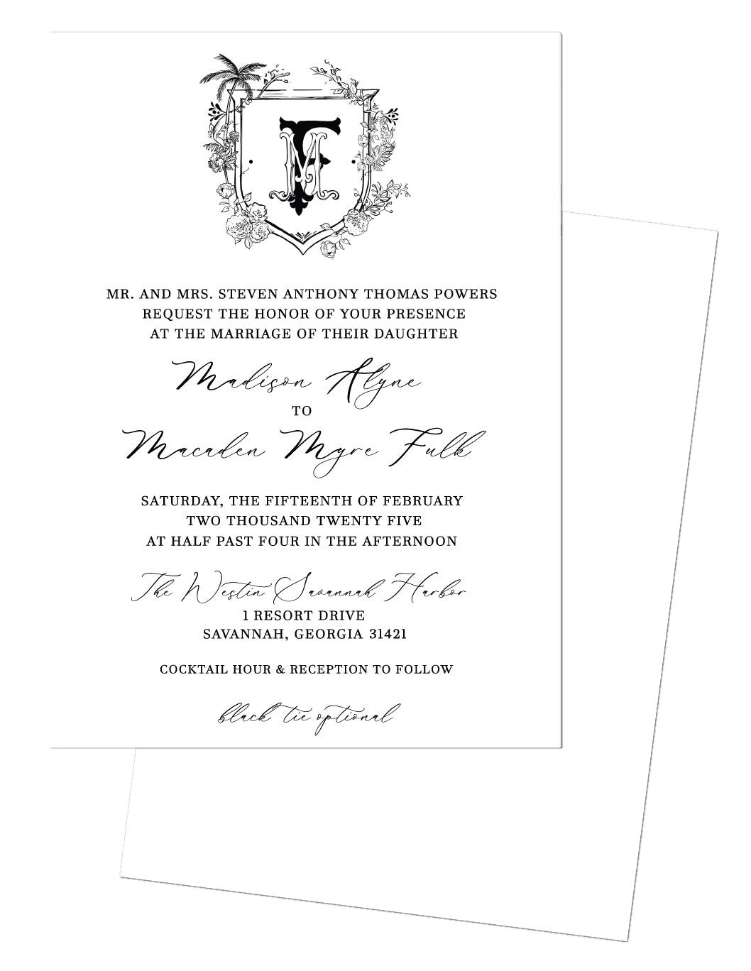 Monogram Crest Wedding Invitation