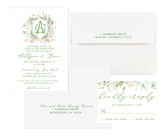 Monogram Crest Wedding Invitation