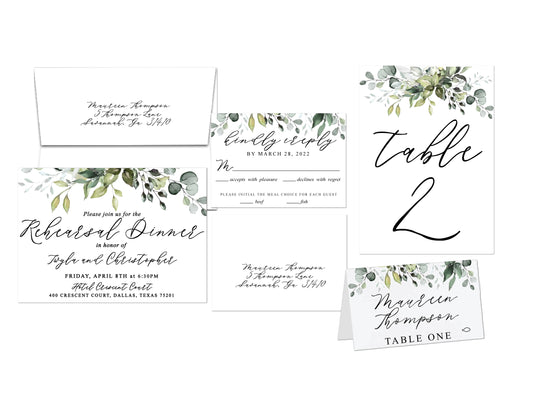 Greenery Rehearsal Dinner Invitation