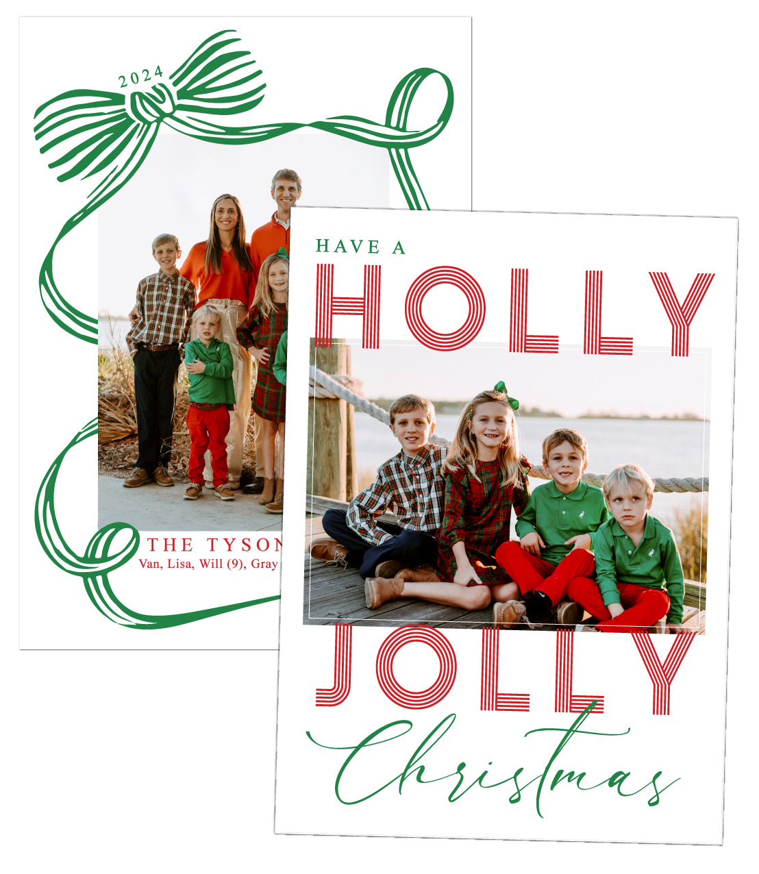 Ribbon Holly Jolly Christmas Card