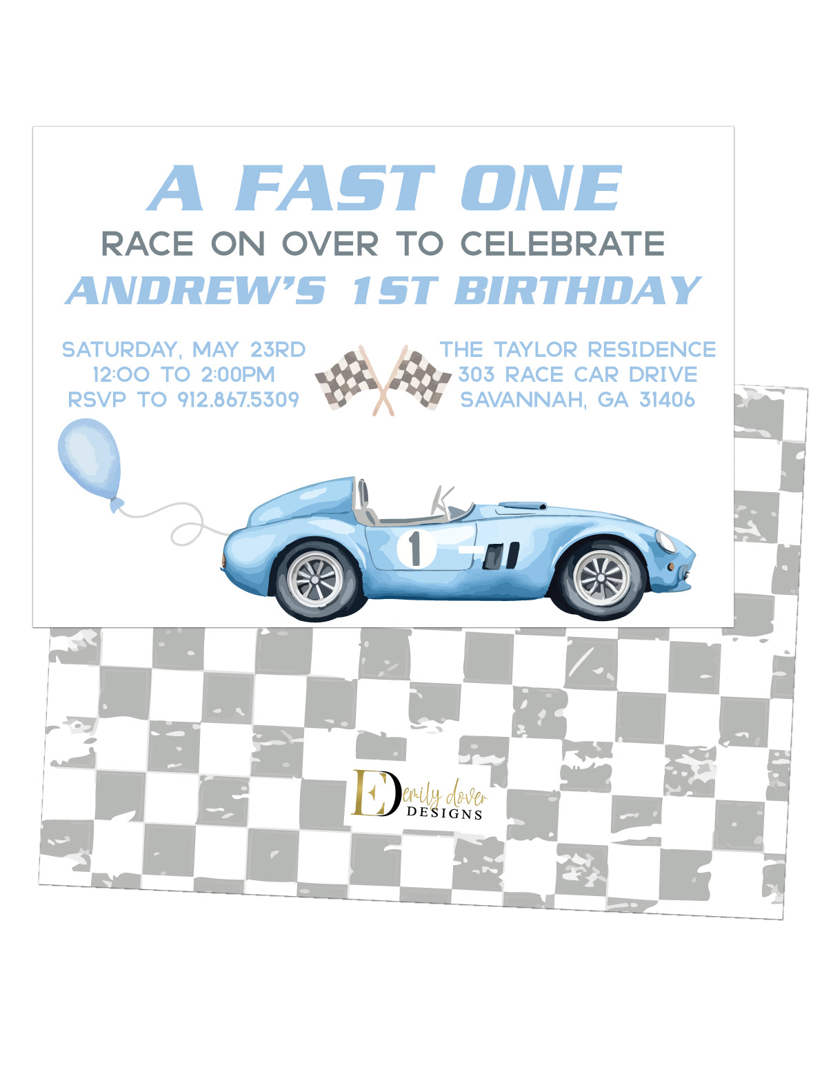 🏎️ A Fast One Birthday Invitation