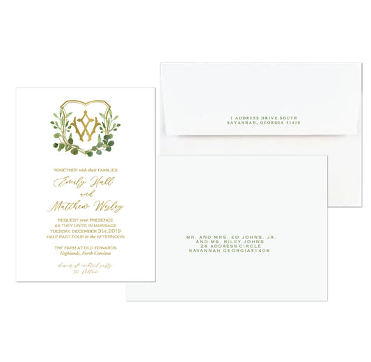 Monogram Crest Wedding Invitation
