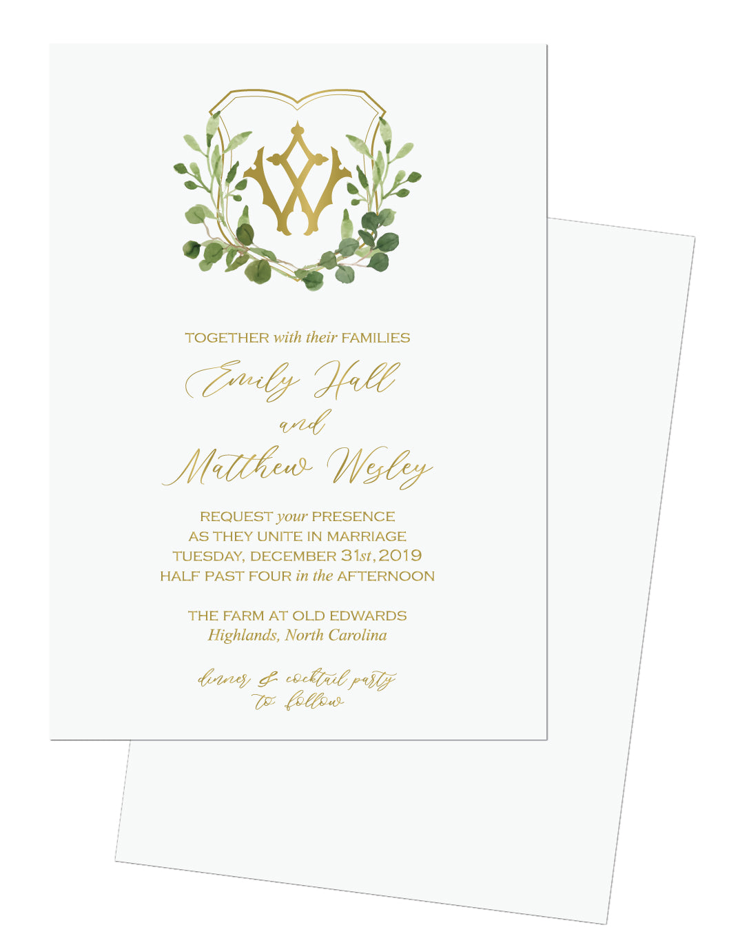 Monogram Crest Wedding Invitation