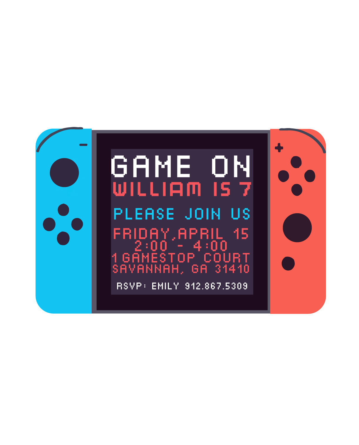🎮Video Game Switch Birthday Invitation