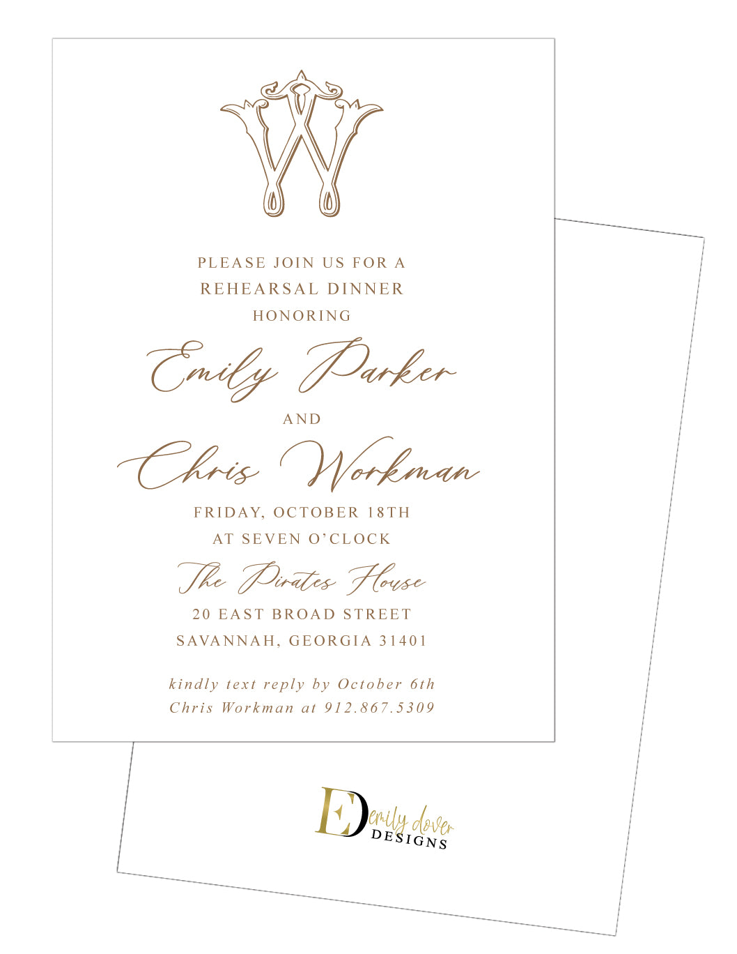 Monogram Rehearsal Dinner Invitation