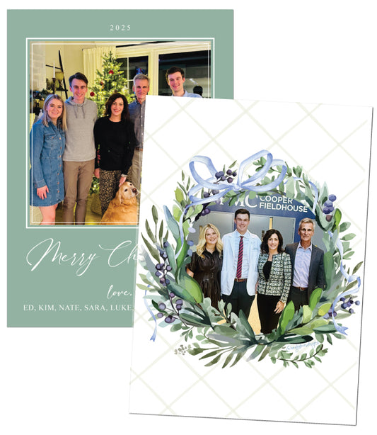 Custom Christmas Card with liner and addressed envelopes