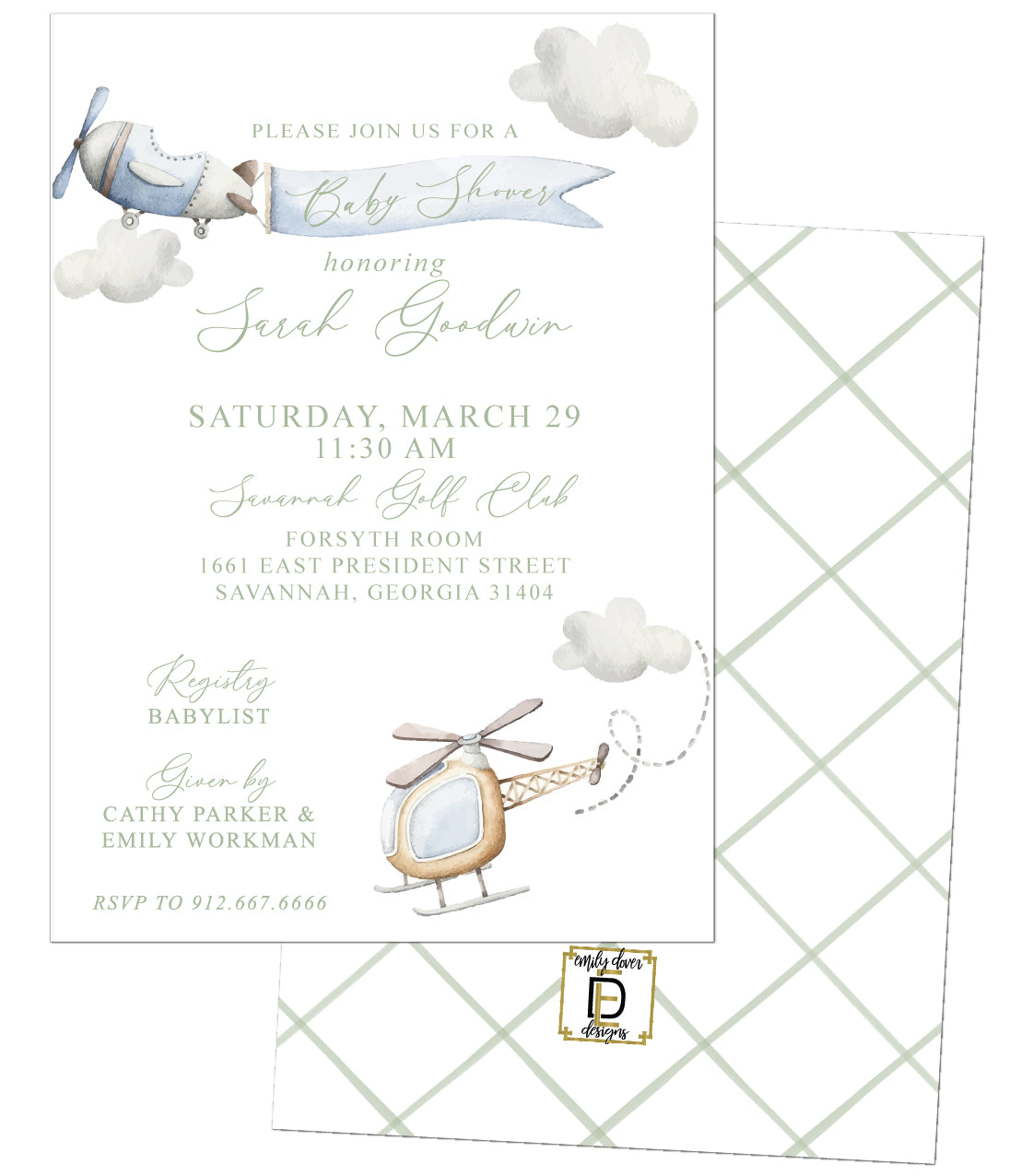 Airplanes Baby Shower Invitation
