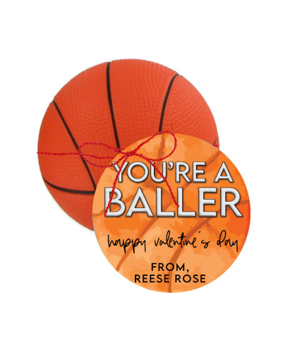 Baller Basketball Cutout Valentines Tags