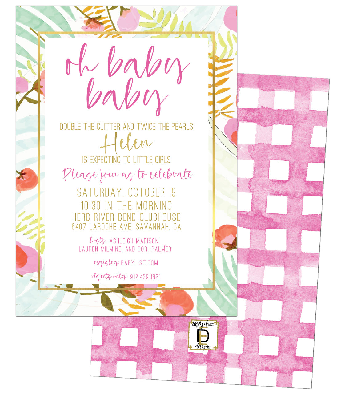 Bright Floral Baby Shower Invitation