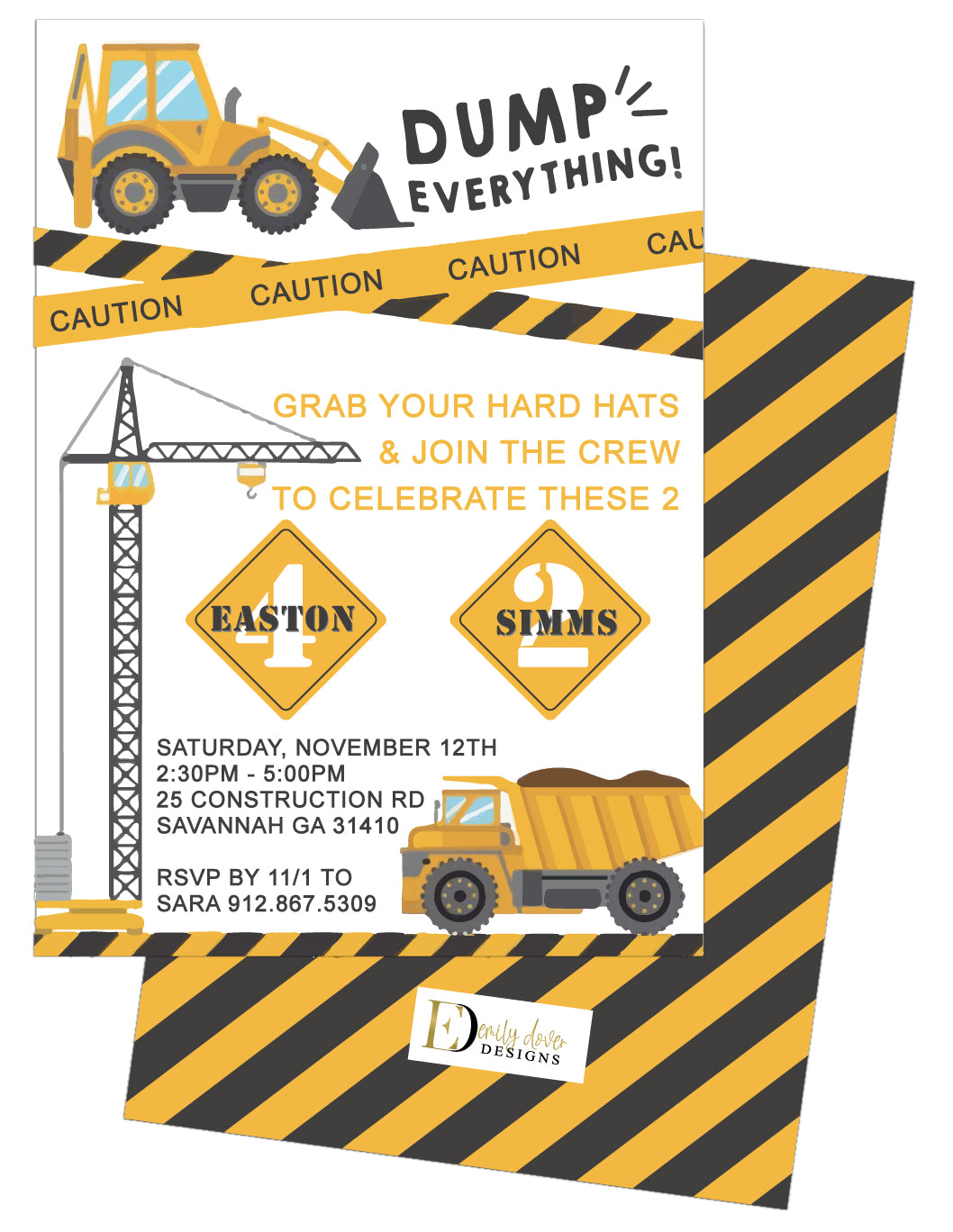 🚧Construction Birthday Invitation