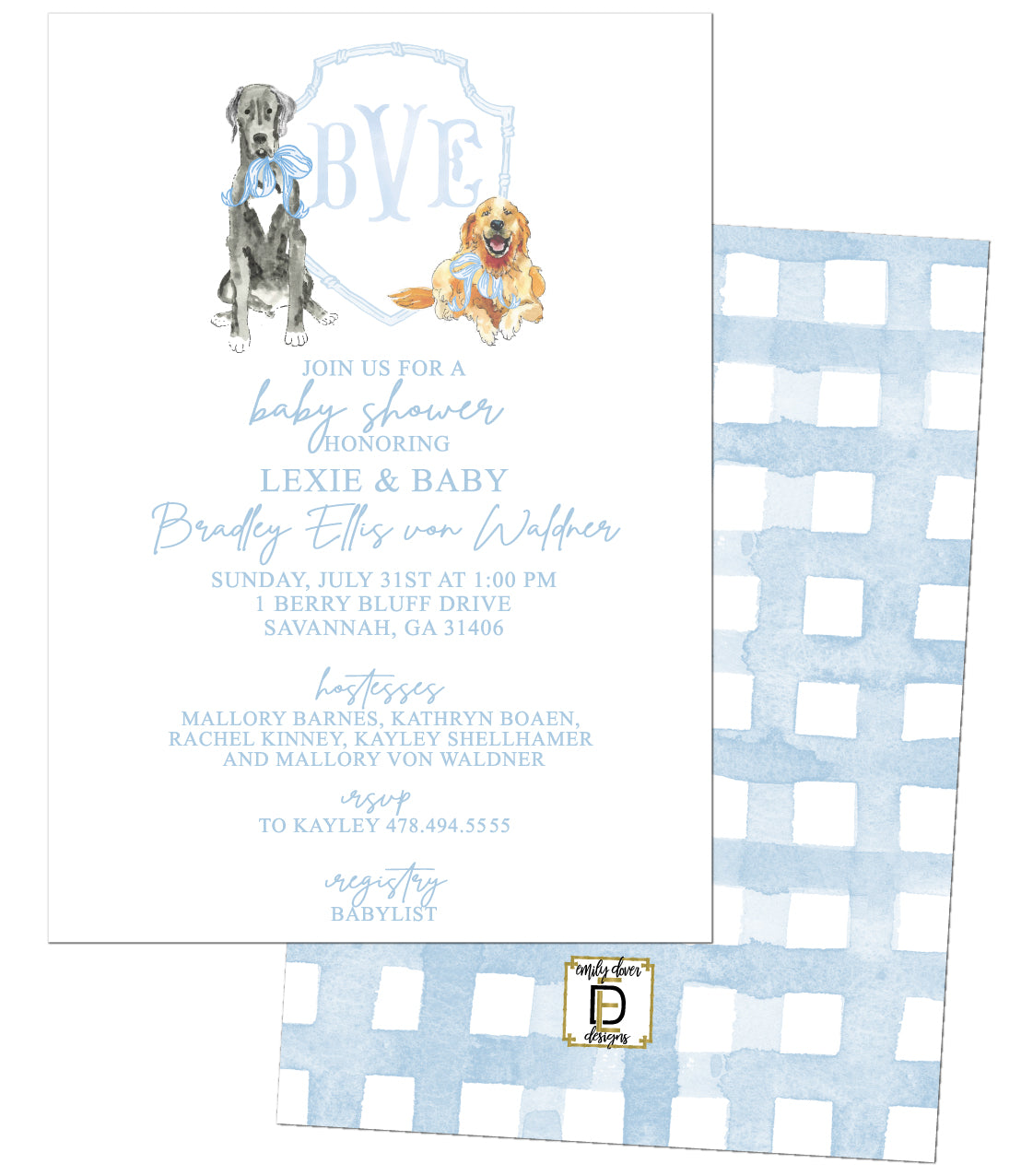 Pup Monogram Crest Baby Shower Invitation