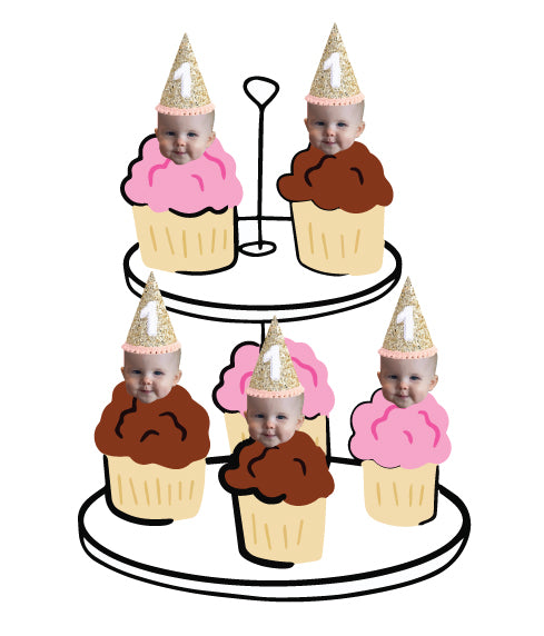Party Hat Photo Cupcake Toppers