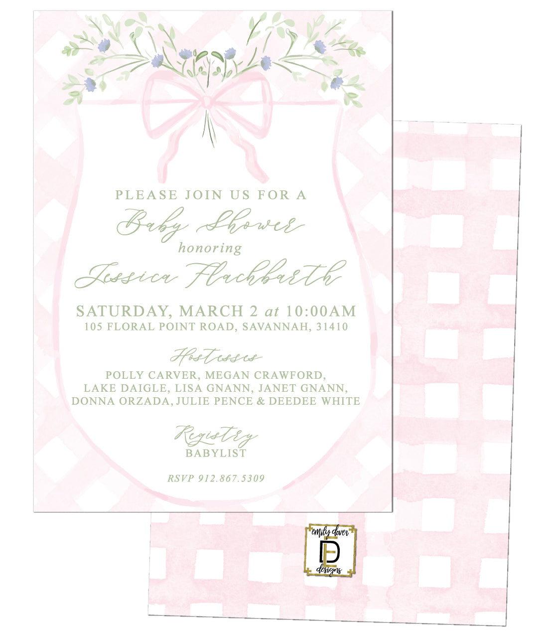 Floral Crest Baby Shower Invitation