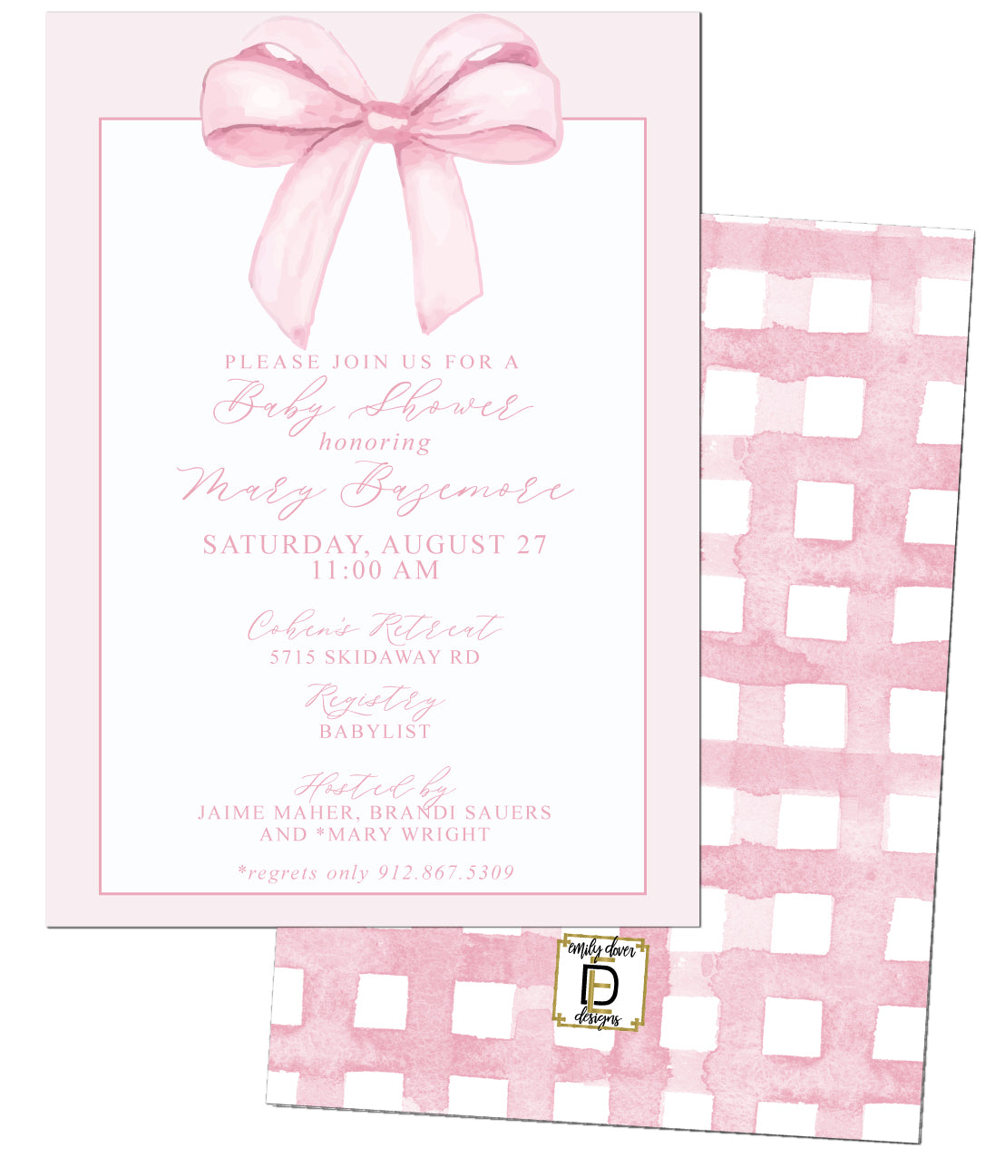 Bow Baby Shower Invitation