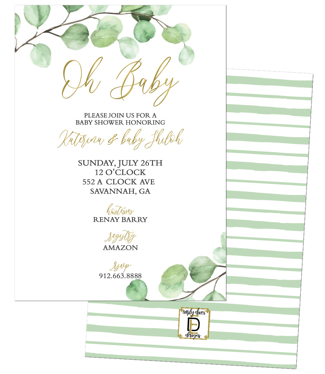 Greenery Baby Shower Invitation