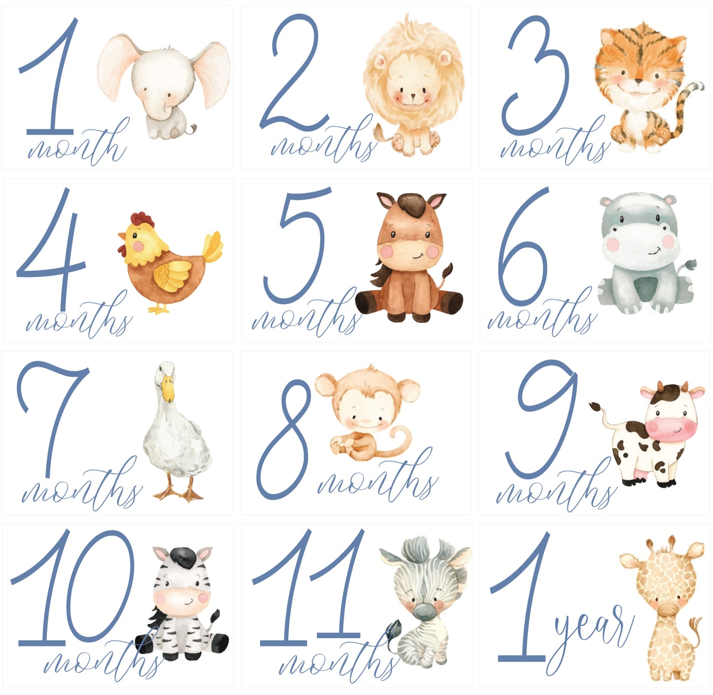 Animals Milestone Cards