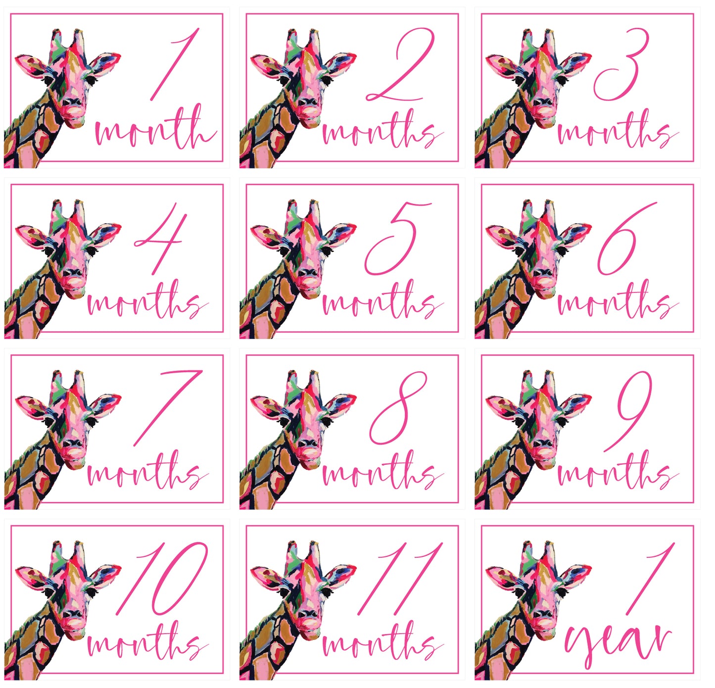 Abstract Giraffe Milestone Cards