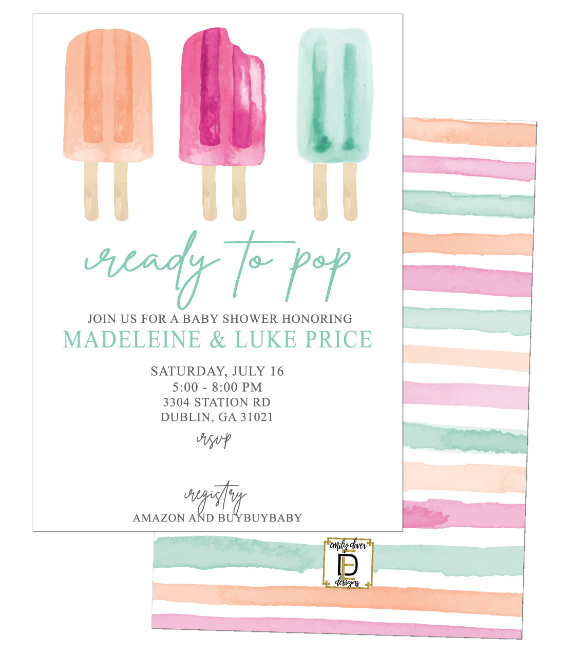 POPsicle Baby Shower Invitation