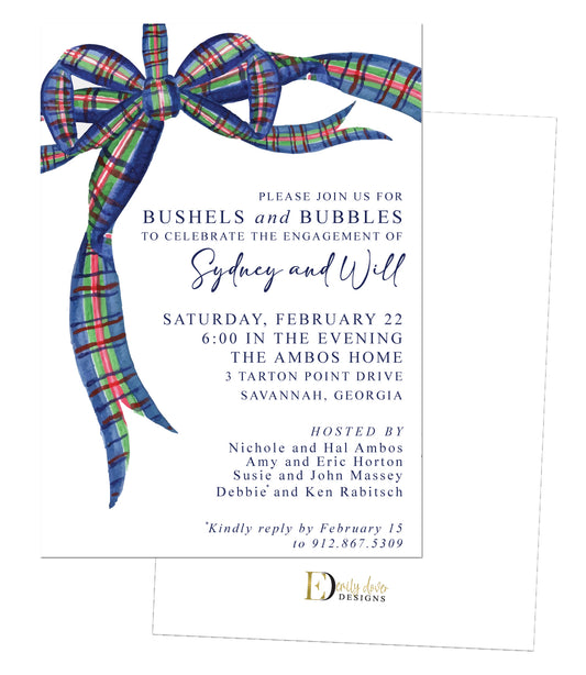 Tartan Bow Engagement Party Invitation