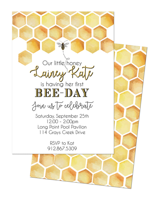 🐝First Bee-day Birthday Invitation
