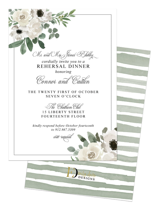 Floral Rehearsal Dinner Invitation