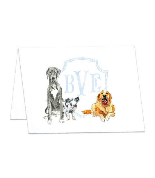 Monogram Crest Folding Cards