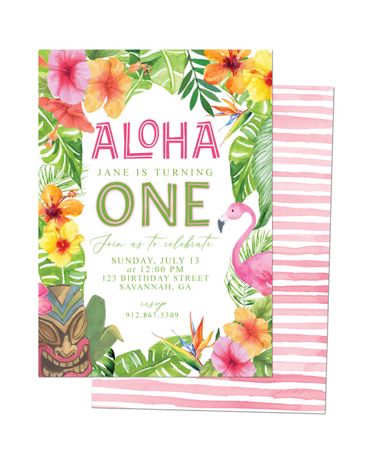 🌸Luau 1st Birthday Invitation