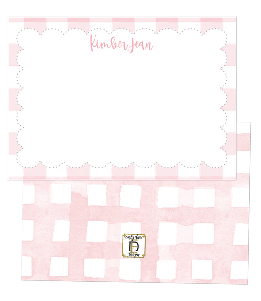 Scalloped Gingham Notecards