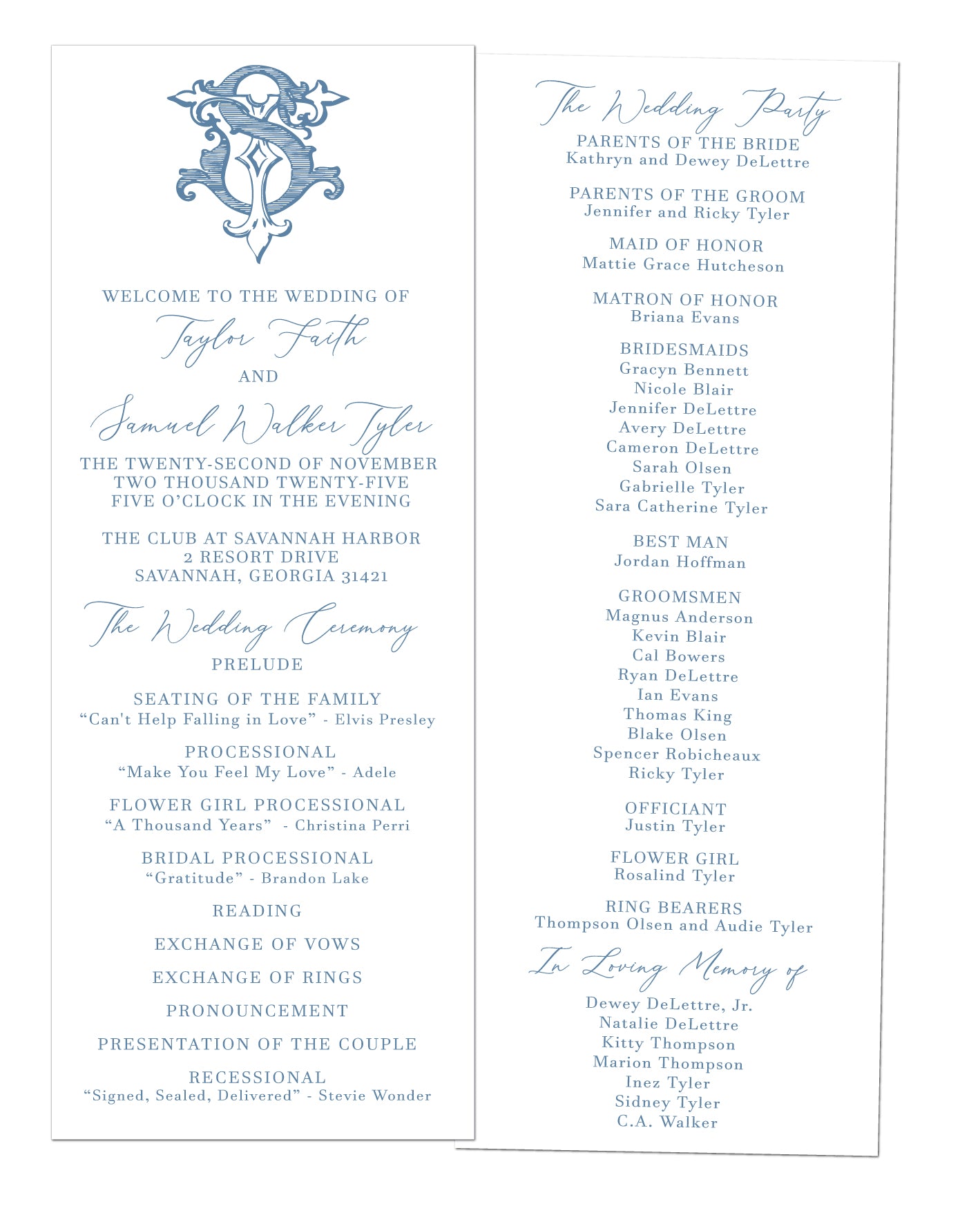 Delettre Wedding Programs (reprint)