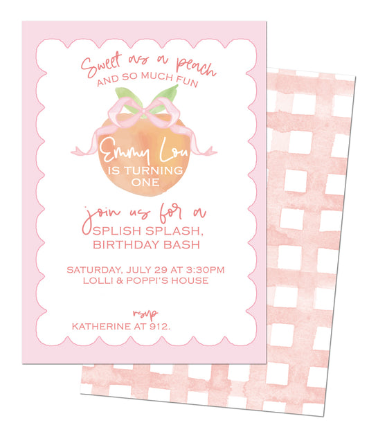 🍑Sweet as a Peach 1st Birthday Invitation