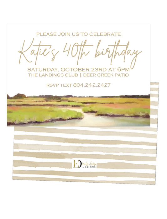 🌊Coastal Marsh Birthday Invitation