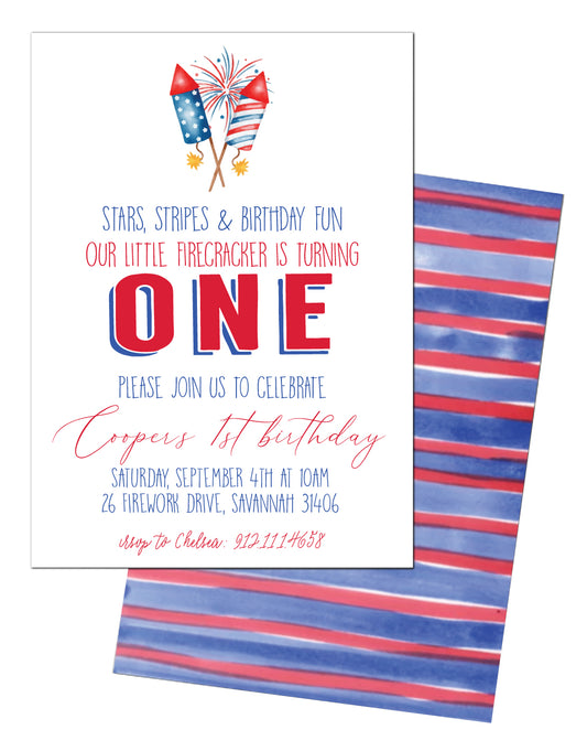 🧨Firecracker Birthday Invitation