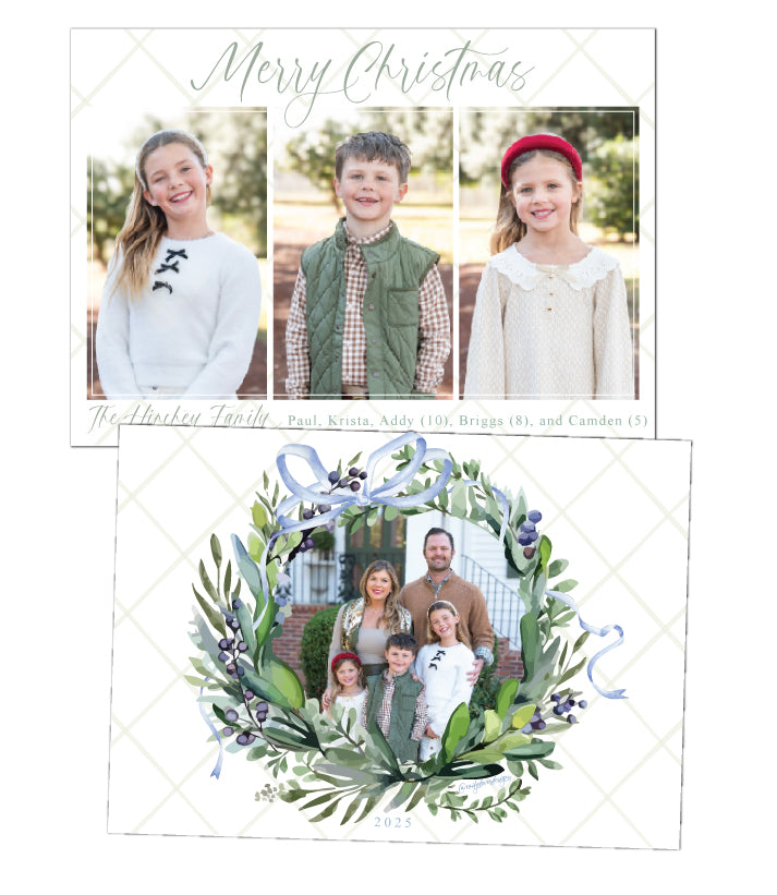Ribbon Wreath Christmas Card