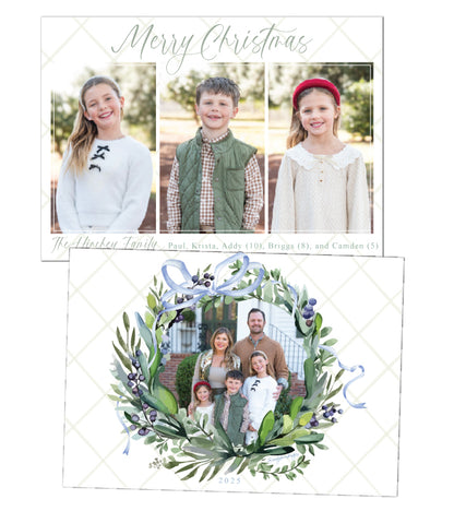 Ribbon Wreath Christmas Card