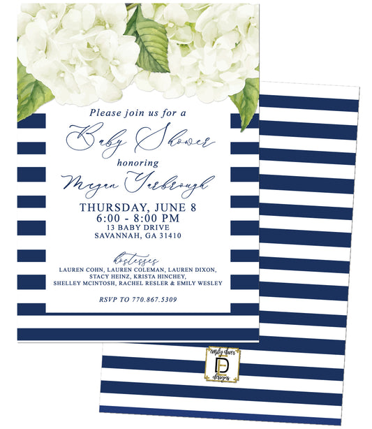 Hydrangea Baby Boy Shower Invitation