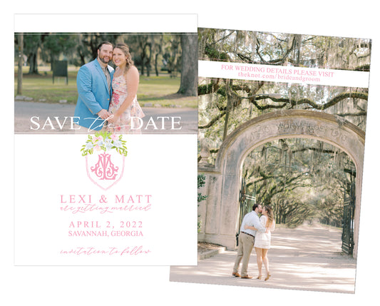 Photo Monogram Crest Save the Dates